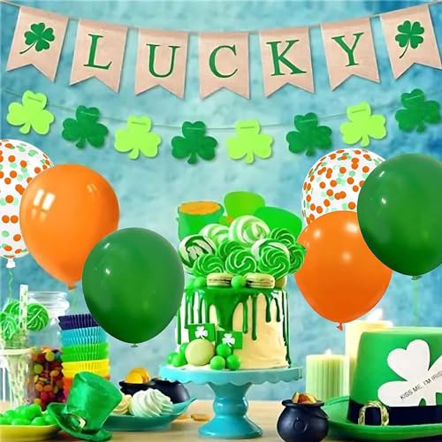 Image of 50Pcs 12inch Green and Orange Party Balloons with Green Orange Confetti Balloons for Birthday, Baby Shower,Family Parties,Graduation Engagement Decoration