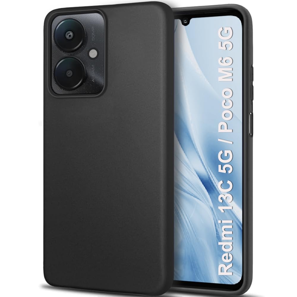 TheGiftKart Sleek Back Cover Case for Mi Redmi 13C 5G / Poco M6 5G | Slim Fit Protective Design | Ultra Matte Finish | Camera Protection Bump | Soft Cover for Redmi 13C / Poco M6 5G (Silicone, Black) (B0CRRXVCQ6) Amazon Price History, Amazon Price Tracker
