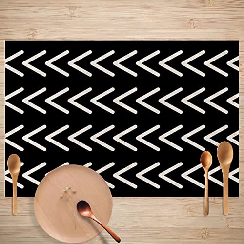Freezh 2Pcs Black And White Theme Linen Placemat Non-Slip Heat-Resistant Washable Placemat For The Kitchen #TOP3