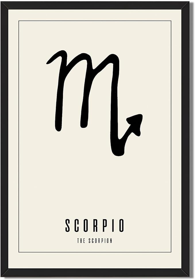 Scorpio Zodiac Poster Canvas Print Art Print,Minimalist Aesthetic Wall Art, Elegant Painting Pictures, Scorpio Constellation Wall Decor,for Bedroom,Dorm Room Home Decor (Wood Framed,8L X12W)