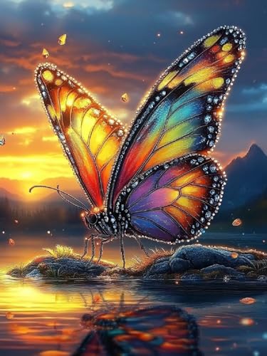 Diamond Painting Mariposa, Diamond Painting Adultos 100x130cm Kit Completo, 5D Pintura de Diamantes Para Niños Montañas, DIY Cuadros Diamantes Manualidades Adultos para Home Decoration Regalos C3-920