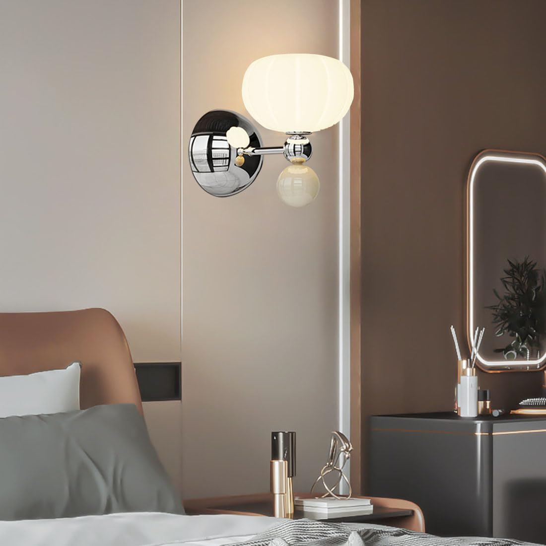 Applique Moderne da Interno in Ferro battuto con Paralume in EP, Stile retrò, Ideali per Camera da Letto, Soggiorno, Ingresso e Sala da Pranzo (Color Crema).