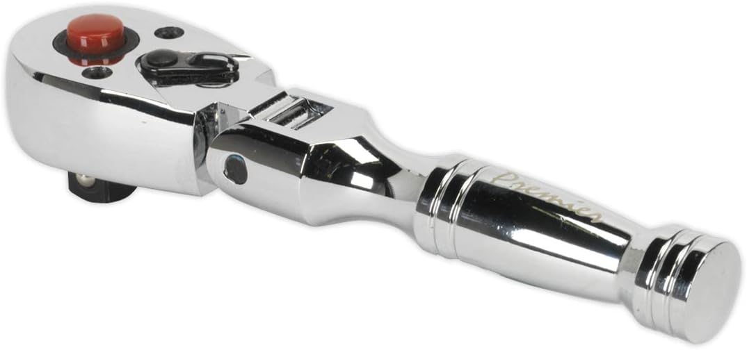 Sealey AK661SF Flexi-Head Stubby Ratchet Wrench, 3/8" Square Drive, 140mm x 214mm x 49mm
