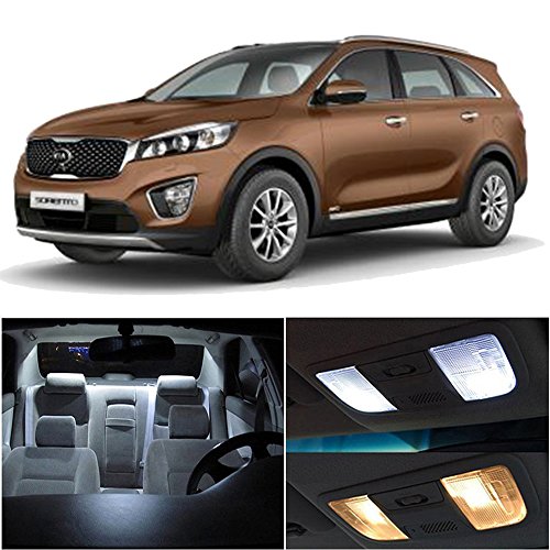 cciyu 10 Pack White LED Bulb LED Interior Lights Accessories Replacement Package Kit Replacement fit for 2013-2017 KIA Sorento