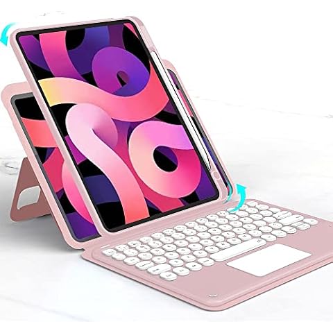 HENGHUI Magnetic Case for iPad Air 11 inch M2/ iPad Air 5th&4th Generation 10.9"/ iPad Pro 11 inch (4th/3rd/2nd/1st) Gen Vertical Keyboard Case with Touchpad Cute Color Keyboard Clear Cover (Pink) Cover