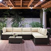 Algopix Similar Product 16 - UMAX 7 Pieces Patio PE Rattan Wicker