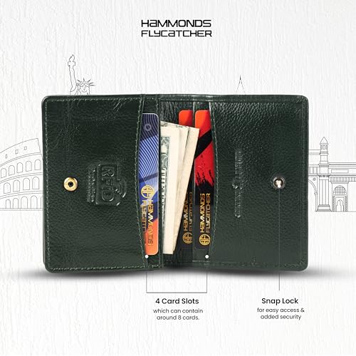HAMMONDS FLYCATCHER Genuine Leather Card Holder Wallet for Man & Women, RFID Protected ATM/Credit Card Holder Wallet for Men with 4 Slots(Fits Upto 8 Cards), Gift for Men - Green 5 51soCVBzhTL