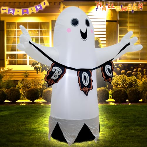 3.5FT White Ghost Halloween Inflatable Decor with LED Light - image 1