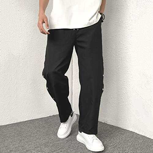 Zanjkr Calça social para casamento, calça de moletom masculina, com bolsos, calça de exercício leve,