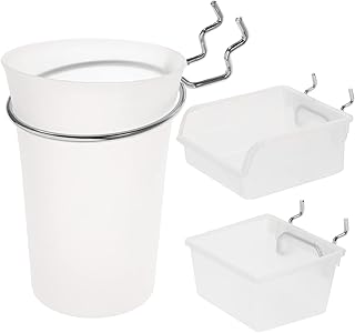 Angoily 1 Set Peg Board Hook White Wall Mounted Basket Plastic Baskets Pegboard Wall Organizer Pegboard Bins Heavy Duty Pegboard Baskets Garage Wall Organizer Pegboard Organizer Steel