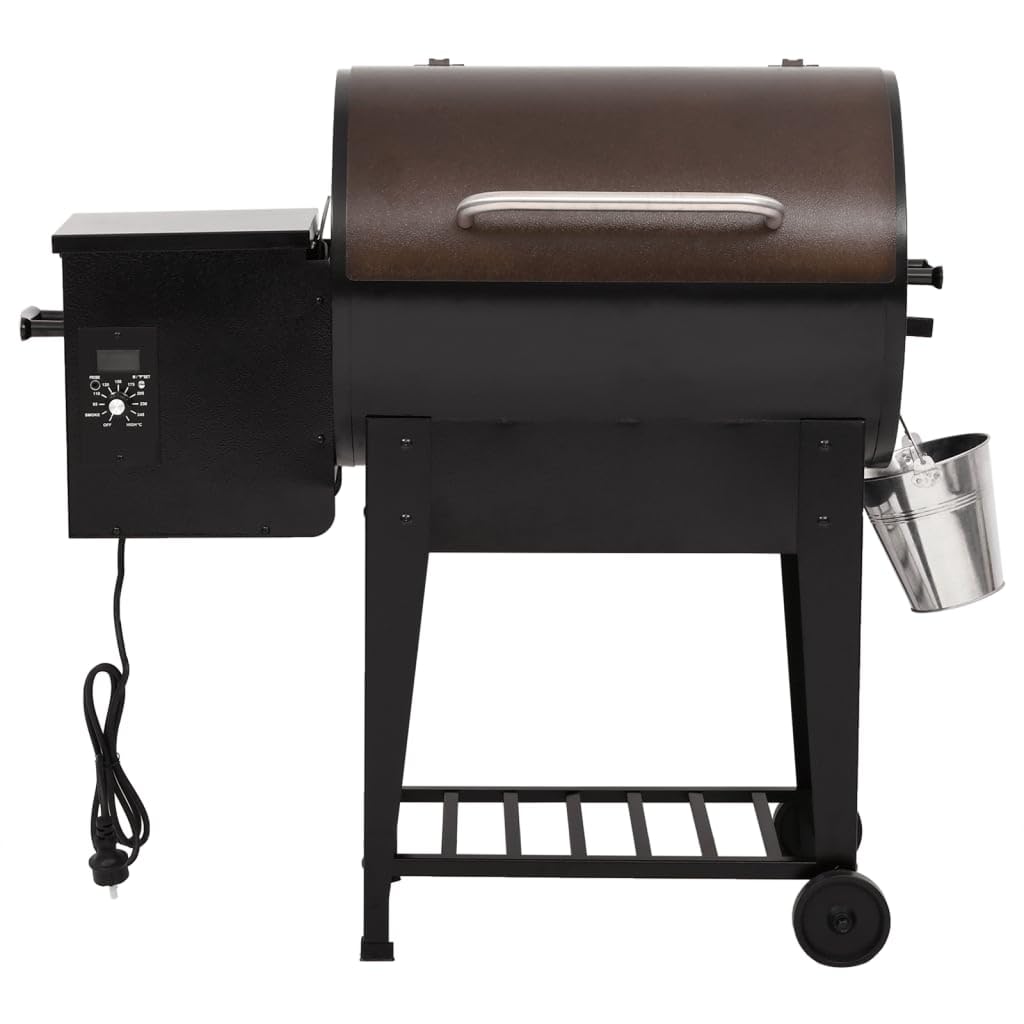 Barbacoa de pellets con estante inferior hierro negro 94 cm, JUNZAI Barbacoa Carbon, Ahumador Barbacoa, Parrilla De La Barbacoa, Barbacoa Carbon Y Leña