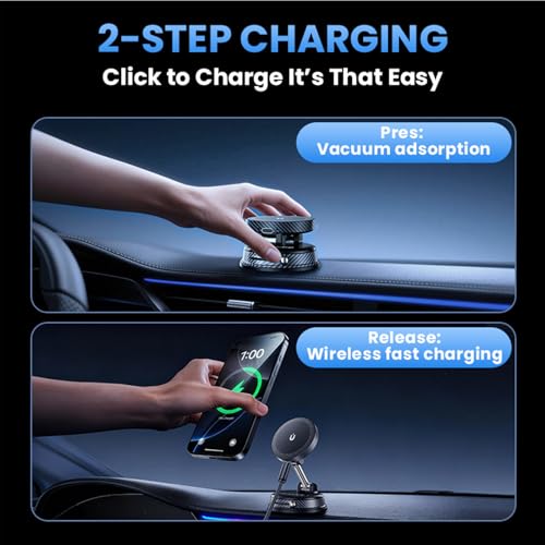 Image of 360 Adjustable Radio Magnetic Suction Phone Holder + MagSafe Car Mount for iPhone 17 /16 /15 /14 /13 /12, Air Plus & More - Perfect for Cars, Kitchen, Bedroom, Gym
