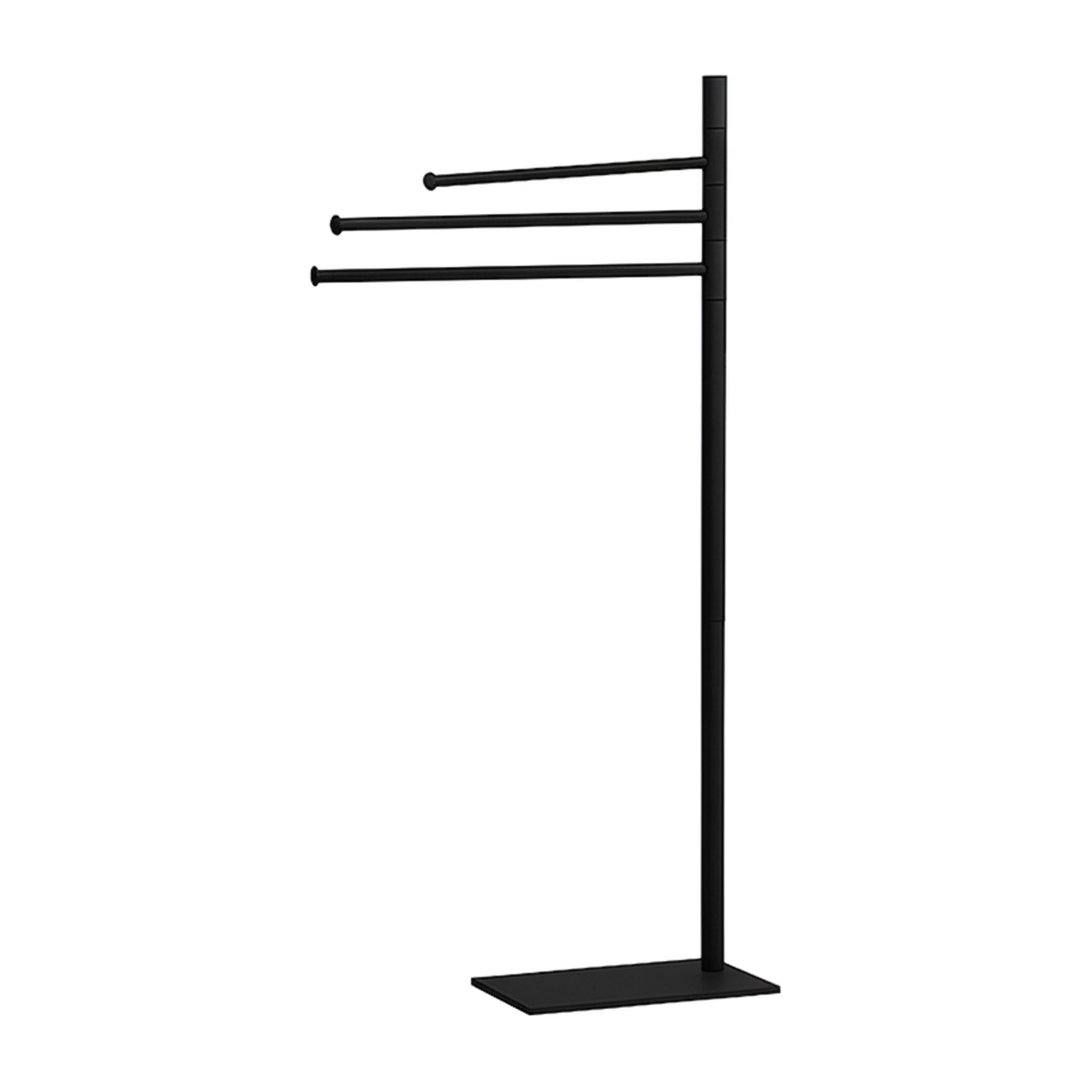 Relaxdays Porte-Serviettes Non Fixe, 3 Barres Mobiles, H x L x P : 83 x 33,5 x 14 cm, pour la Salle de Bain, Noir