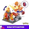 MEGA Pokemon Building Toys Set Charmanders Fire-Type Spin with 81 Pieces, 1 Poseable Character and Motion, for Kids