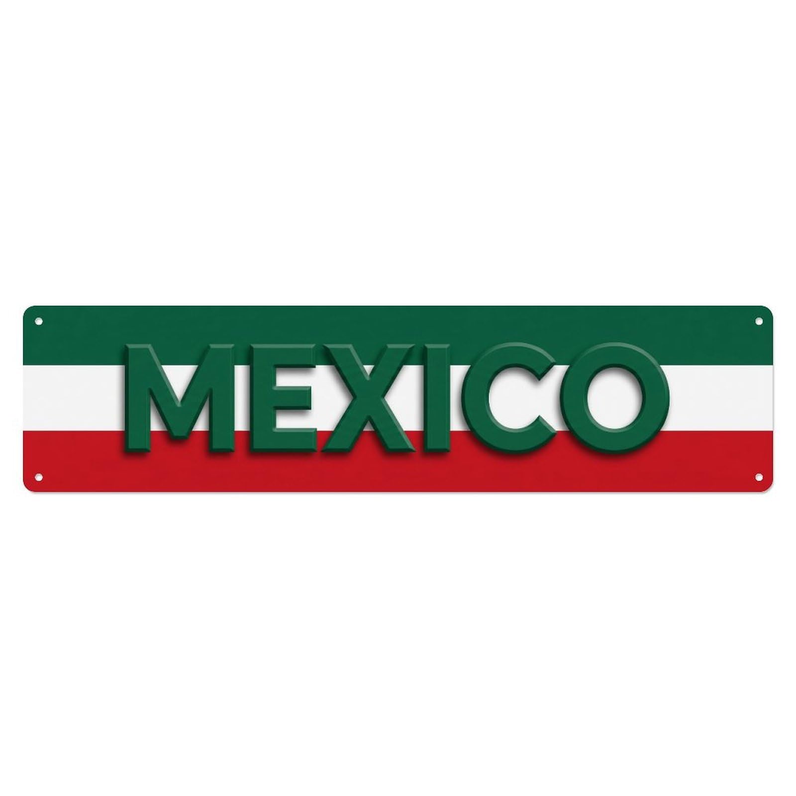 Metal Tin Sign Vintage Mexico Flag Pattern