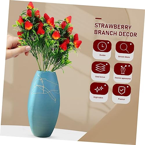CIMAXIC 4Pcs Simulation Strawberry Bouquet Wedding Decor Faux Flower Arrangements Light House Decorations for Home Fruits for Decoration Strawberry Branch Fake String Office PVC Household - Thumbnail 7