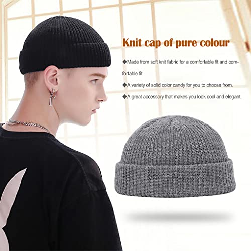 SUWIAKLALL Chapéu gorro masculino decoração gorro touca confortável para clima frio, Cinza escuro
