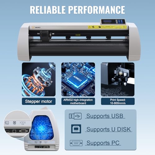 Image of Cutter Plotter Machine,Vinyl Cutter Machine with Cloth Bag,LCD Display,Vinyl Plotter Adjustable Speed Force for Creative Design,Cutting (32in)