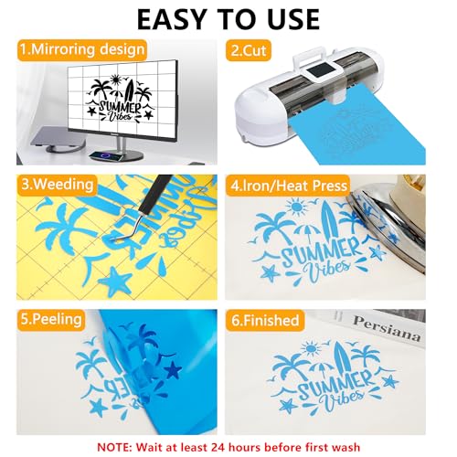 Image of FUNKAKA Heat Transfer Vinyl Bundle, 12 Rolls 12 inch x 5ft HTV Vinyl | 12 Assorted Colors Glossy Adhesive Iron On Vinyl for All Cutter Machines Easy to Cut & Weed for Heat Vinyl Design