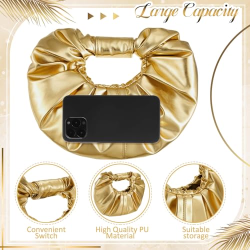 Image of Landical 3Pcs Gold Clutch Purse Jewelry Set for Women Evening Bag Cuff Bracelet Earring Gold Accessories for Women Prom Party