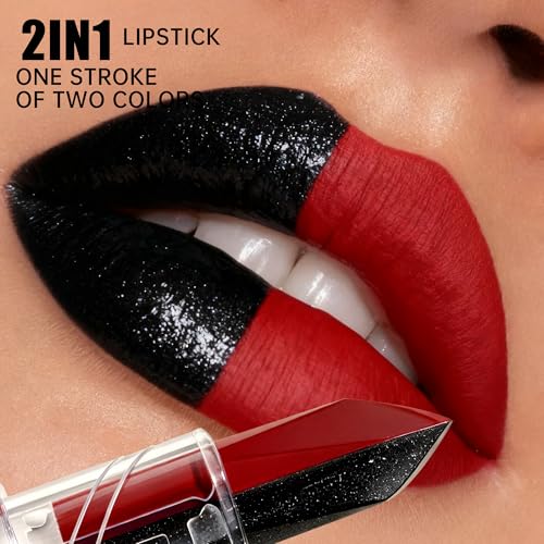 Image of Depuplum Purple Matte Lipstick Silver Lipstick Ombre Lips Dual Tone