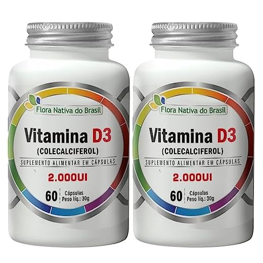 KIT 2X Vitamina D3 2000ui 60 cápsulas - Flora Nativa