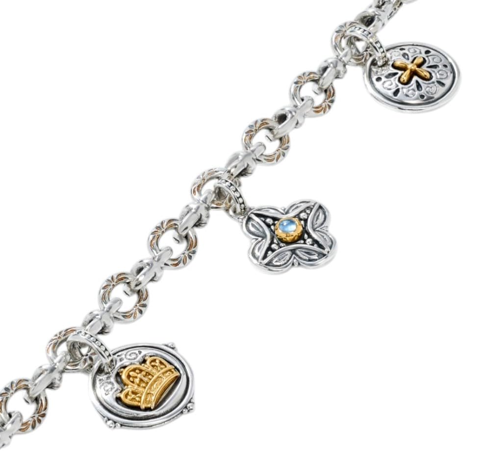 Sterling Silver Silver and 18K Gold Spinel Bracelet BKJ698-4783