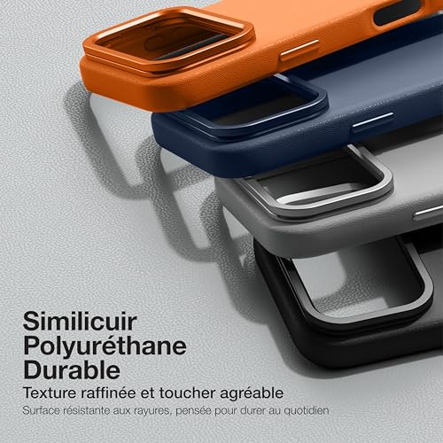 Coque iPhone 17 Pro Max orange avec béquille pour voyage
