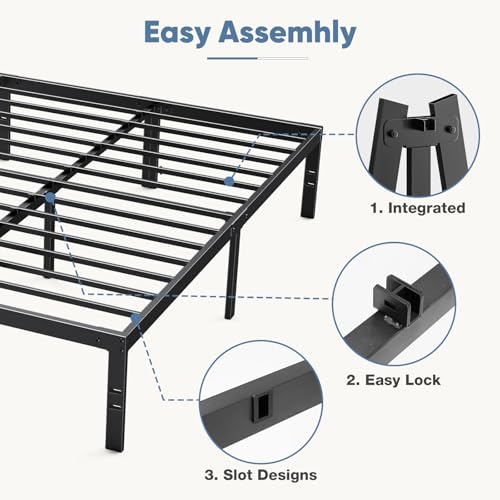 Image of Sweetcrispy Full Bed Frame - 14 Inch Metal Platform Bed Frames for with Storage Space Under Base, Sturdy Steel Slat Support, No Box Spring Needed, Easy Assembly
