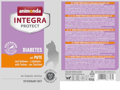 animonda INTEGRA PROTECT Katzenfutter nass Diabetes mit Pute (24 x 85g), vom Tierarzt empfohlen bei Diabetes Mellitus, mit Veterinären entwickeltes Diätalleinfutter für erwachsene Katzen