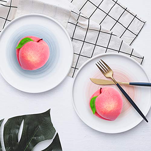 Bigotters 16Pcs Artificial Fruit Peach, Fake Peach Artificial Lifelike Peach With Leaves Simulation Pink Peach Photo Props Party Home Kitchen Decor Food Toy #TOP3