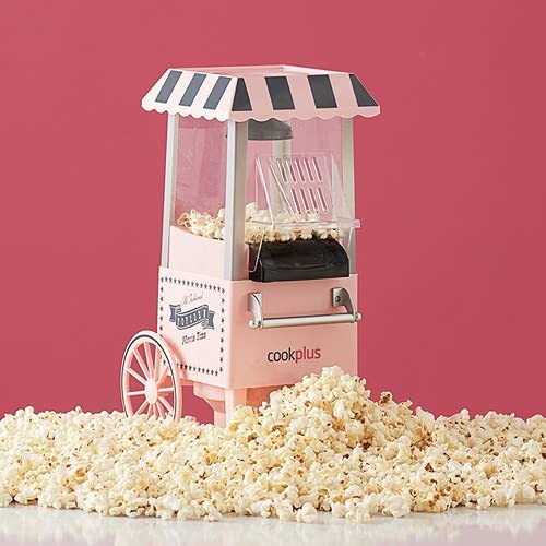 ksamwjf Popcornmaschine Pink Popcornmaschine bereit in 5 Minuten 15x39 cm Nostalgisches Design Popcornmaschine – Bild 3