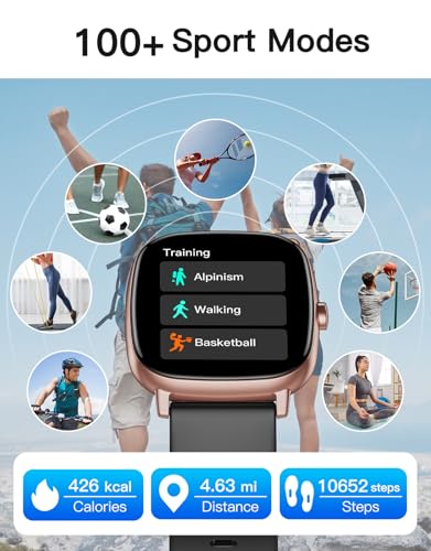 Image of Smart Watches for Men Women with GPS Built-in, Answer /Make Calls, 1.95 inch Smartwatch for iPhone /Android Phones, Fitness Watch with Heart Rate /Sleep Monitor 100+ Sports Modes Waterproof (Black /Gold)