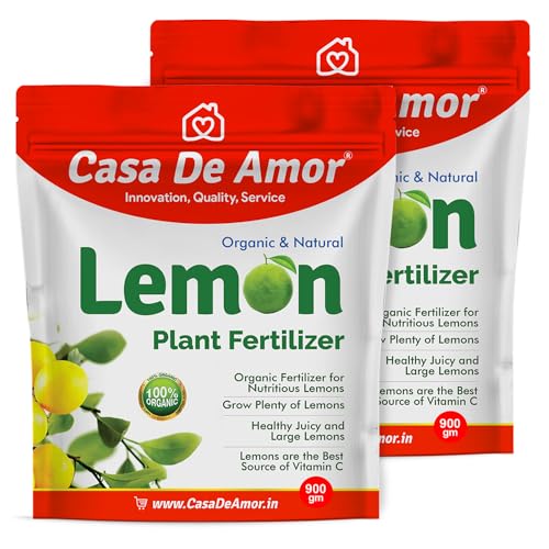 Image of Casa De Amor Lemon Plant Organic Fertilizer for Citrus and Lemon Tree Growth and Fruit Yield | Indoor & Outdoor Gardening | 2 Packs of 900 gm