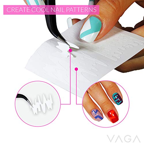 Vaga 347Pcs Nail Decals French Manicure Strips Professional Nail Art Stencils White Guides Stickers/Nail Polish Strips French Tips In 13 Different Shapes For Nails Designs And Patterns Application #TOP4