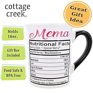 Cottage Creek Mema Mug, 16 oz Black and White Gift Boxed Ceramic Grandma Coffee Cup, Cute Tea Mug and Coffee Mugs for Grandma and Nana, Fun Baby Shower Gifts for Grandparents Cottage Creek Mema Mug 16 oz Black and White Gift Boxed Ceramic Grandma Coffee Cup Cute Tea Mug and Coffee Mugs for Grandma and Nana Fun Baby Shower Gifts for Grandparents