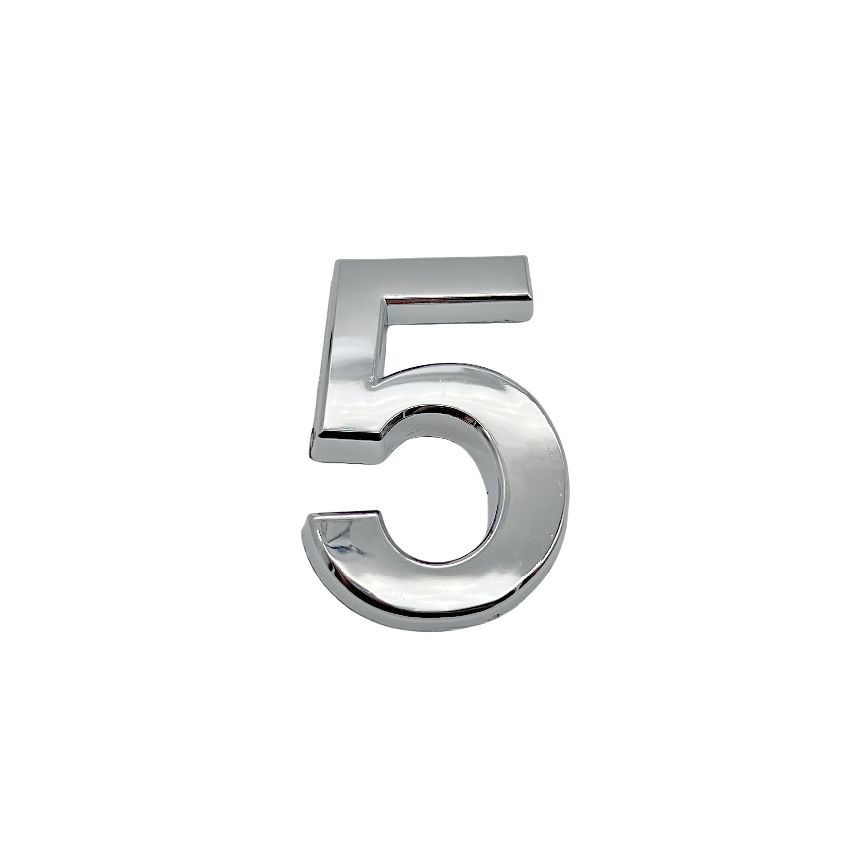 NanTun 3D Silver House Numbers Mailbox Number 5 Self-Adhesive 2 Inch Stickers for Doors and Mailboxes Hotel Room Apartment Office Cars Trucks