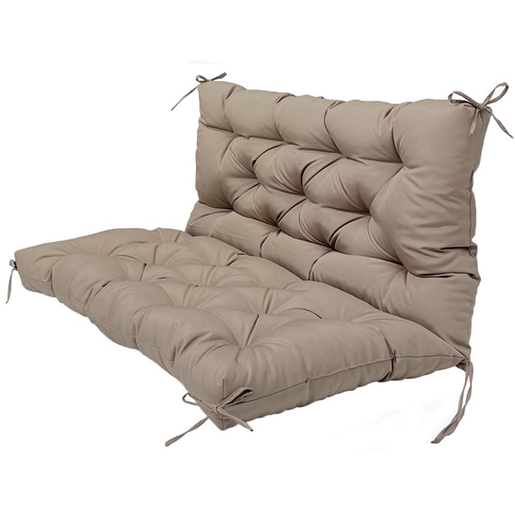 Coussin de banc imperméable kaki avec dossier pour balancelle de jardin 2 ou 3 places