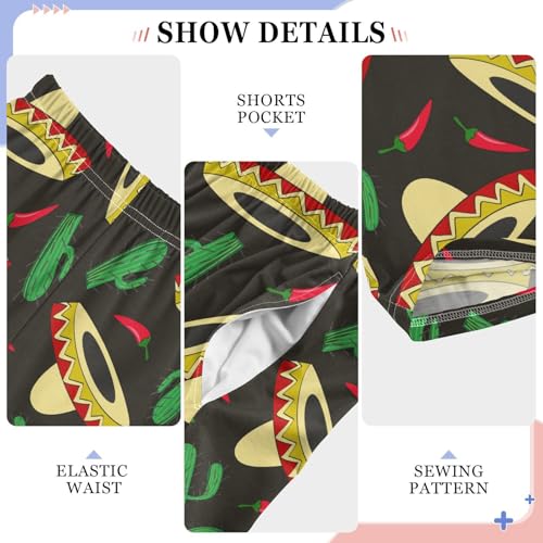 ZZXXB Chilli Cacti Sombrero Boys Long Pants Soft Trousers Elastic Waist Kids Lounge Bottoms with Pockets S-XL4