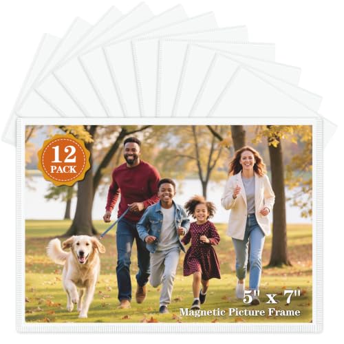 NOBEFY 12 Pack 5x7 Inches Magnetic Frames For Refrigerator White