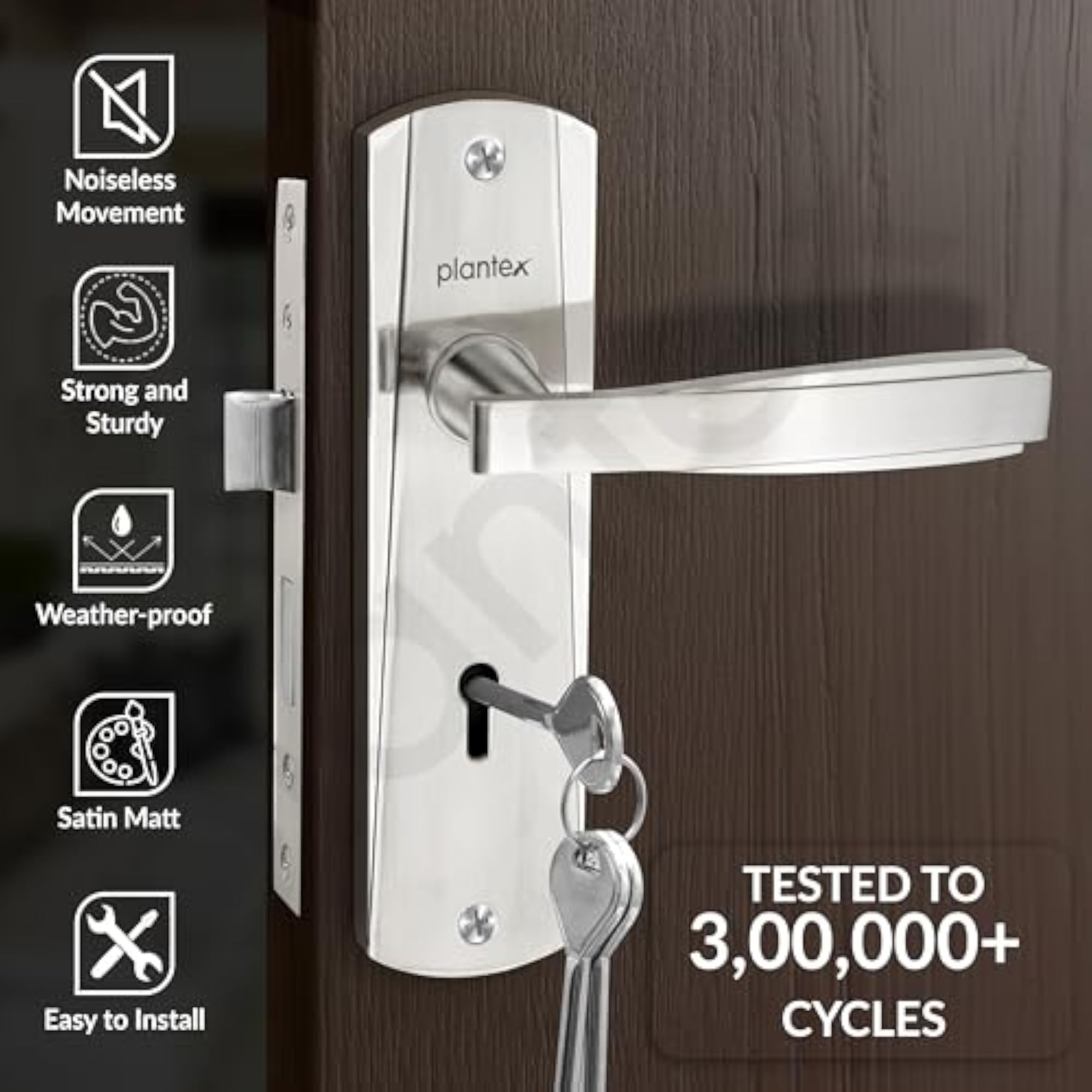 Heavy-Duty Door Lock Set with Mortise Lock and 3 Keys