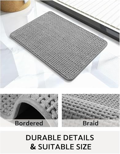 Tapis de bain en microfibre chenille Absent haute densité gris doux