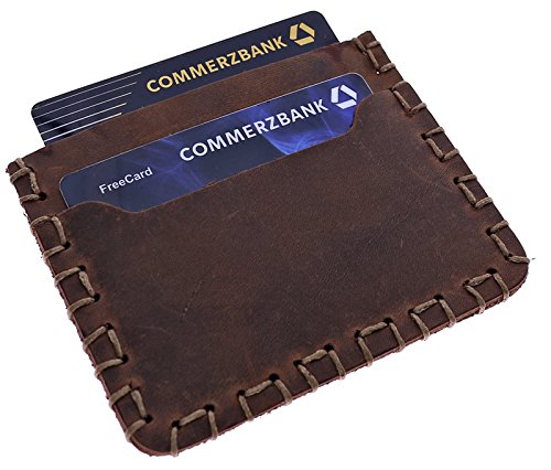 Preisvergleich Produktbild Burkley Kredit-Kartenetui Kartentasche für Personalausweis EC-Karten Visitenkarten - Handmade (Kaffee braun)