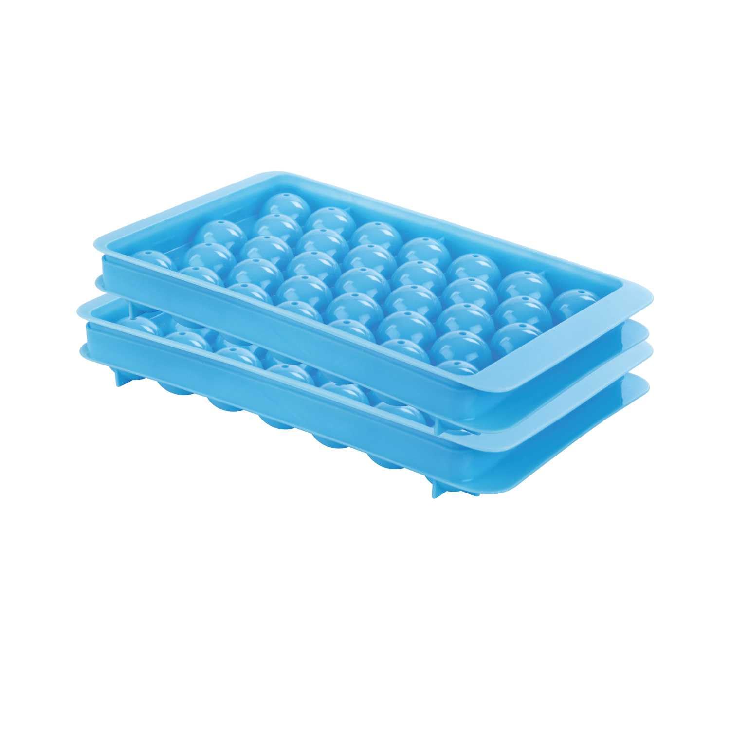 Joyo Round Ball Ice Tray with Lid | Ice Ball Maker for Fresh Juice, Mocktails, Whiskey, Cocktails, Tea & Coffee | Easy Release I Stackable in Freezer | Pack of 2 - Blue
