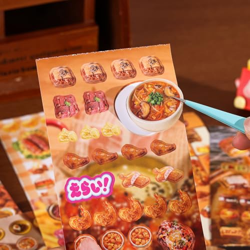 Image of Girl's Japanese Retro Sticker Book, Food and Daily Life Theme - 700+ Cute Old Showa Style Foodie Stickers, for DIY Scrapbooking Journaling Handbook Decoration