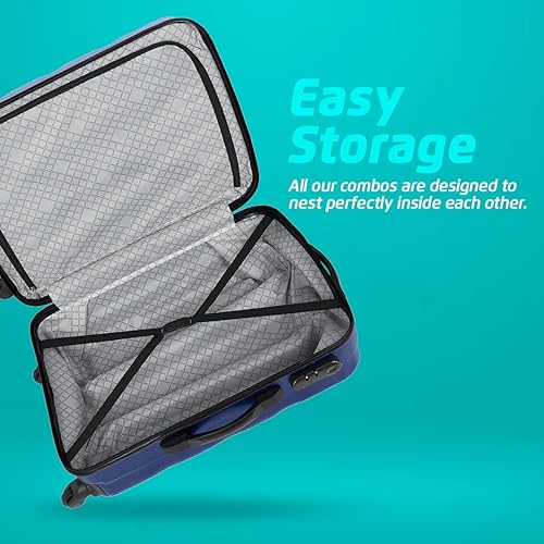Image of Safari Luggage Bags Set Of 3 55Cm, 67Cm & 78Cm Set Of 3 Polypropylene Hard Side 4 Spinner Small, Medium & Large Trolley Luggage Set (Navy Blue)