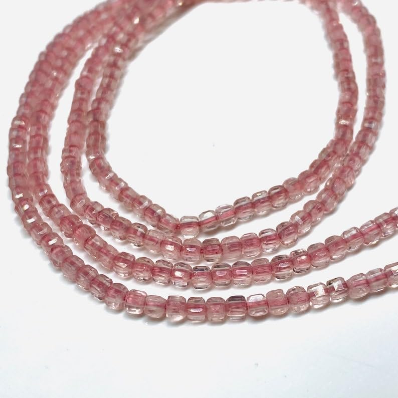 Quartz rose naturel perles facettées 3mm de haute qualité pour la création de bijoux