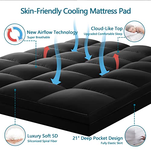 CHOKIT Twin Mattress Topper, Extra Thick Pillow Top Mattress Pad for Back Pain Relief, Cooling Bed Topper Mattress Cover with 8-21 Inch Deep Pocket