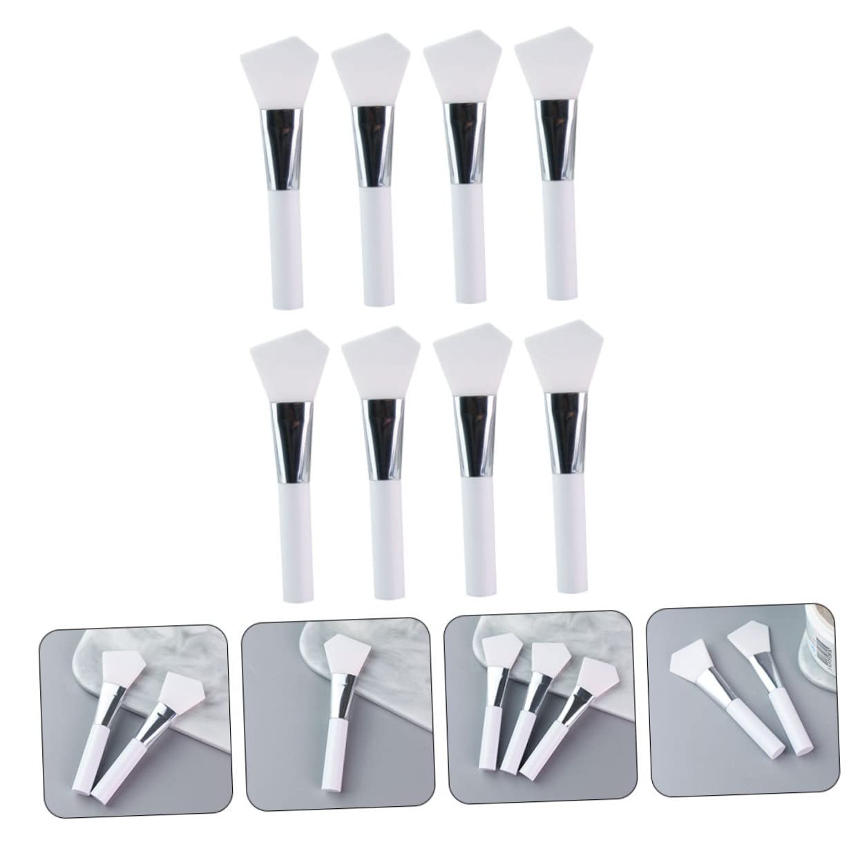 minkissy Pz Pennello Per Maschera in Silicone Applicatore Strumento Di Bellezza in Silicone Pennello Per Fondotinta Pennello Per Facciale Maggiore Bianca
