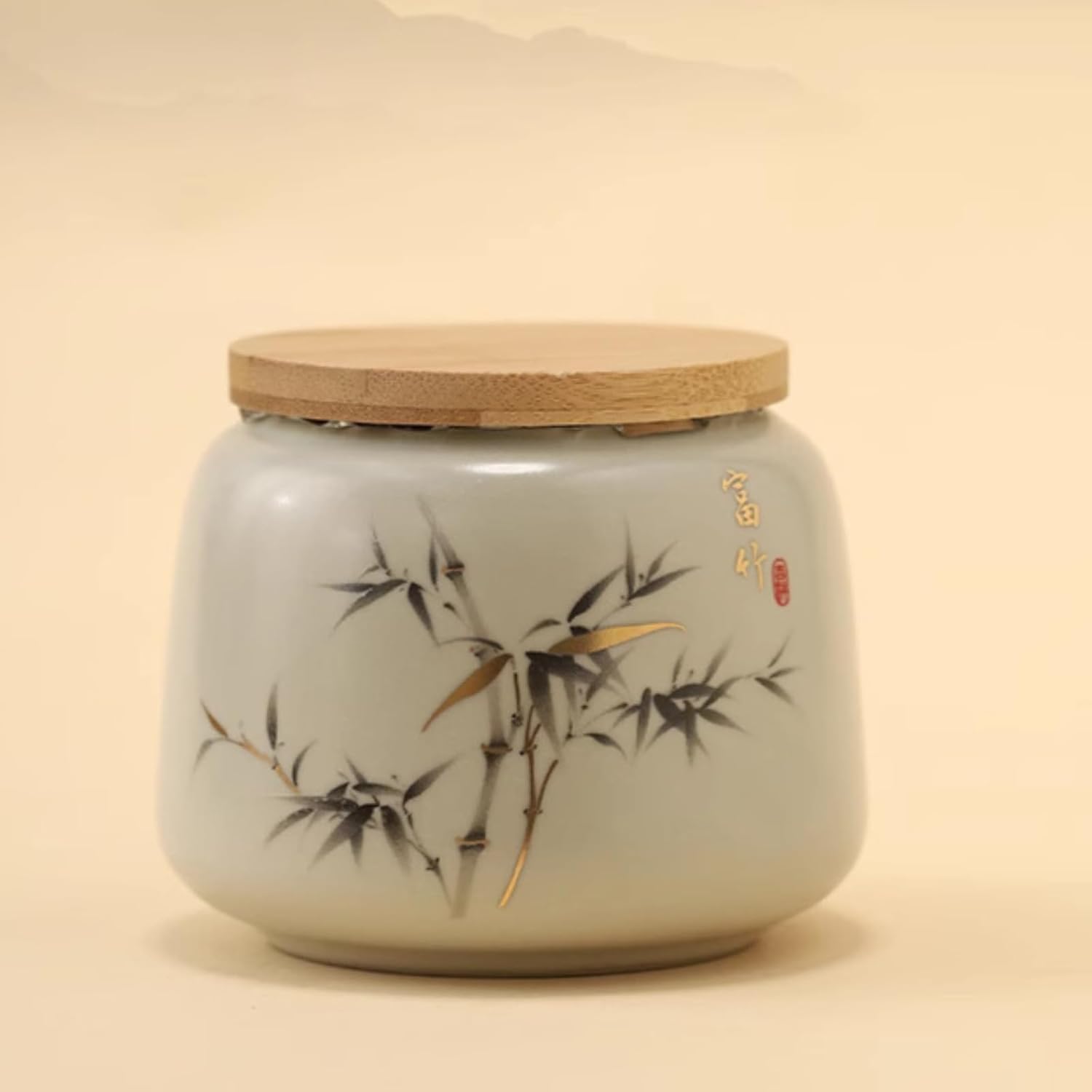 Chinese Style Retro Tea Caddy, 200ml 6.8oz, Ceramics Sealed Jar Tea Storage Jar
